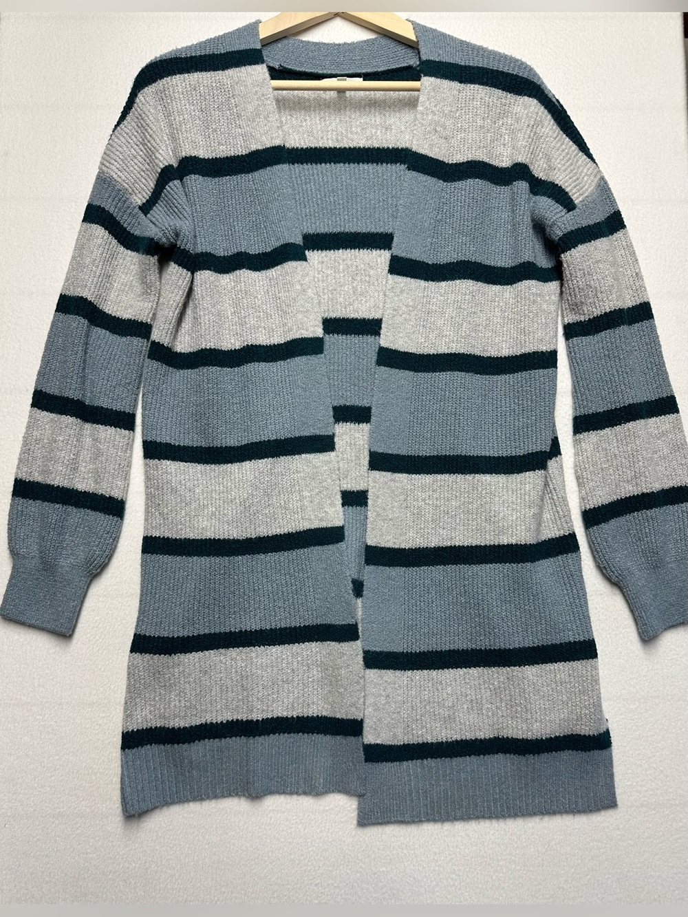 Maurices XS Blue Green Gray Striped Open Front Cardigan Sweater Stretchy